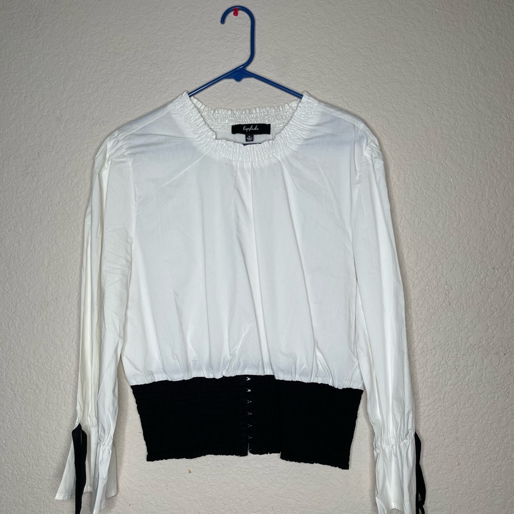 Long sleeve white/black casual shirt
